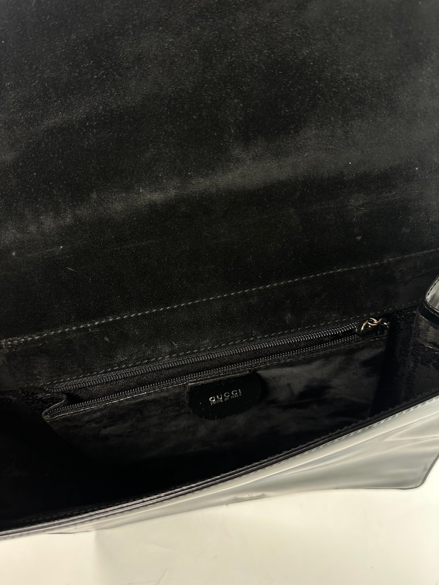 Vintage Gucci Horsebit Patent Leather Bag Black