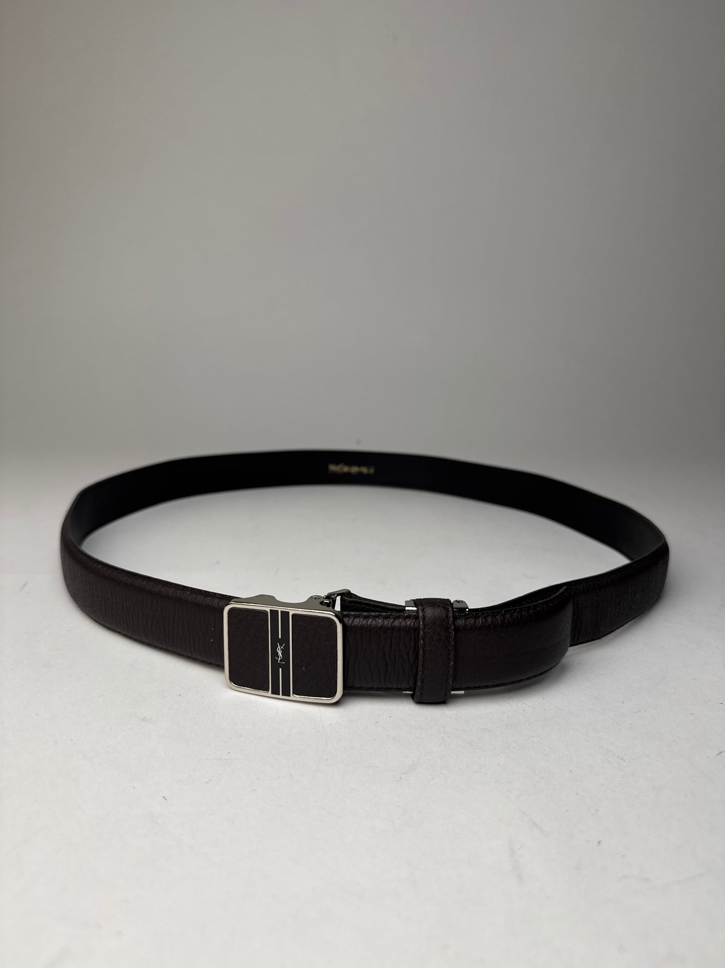 Vintage Yves Saint Laurent Snake Emblossed Leather Belt Black
