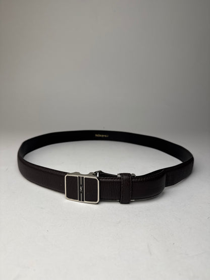 Vintage Yves Saint Laurent Snake Emblossed Leather Belt Black
