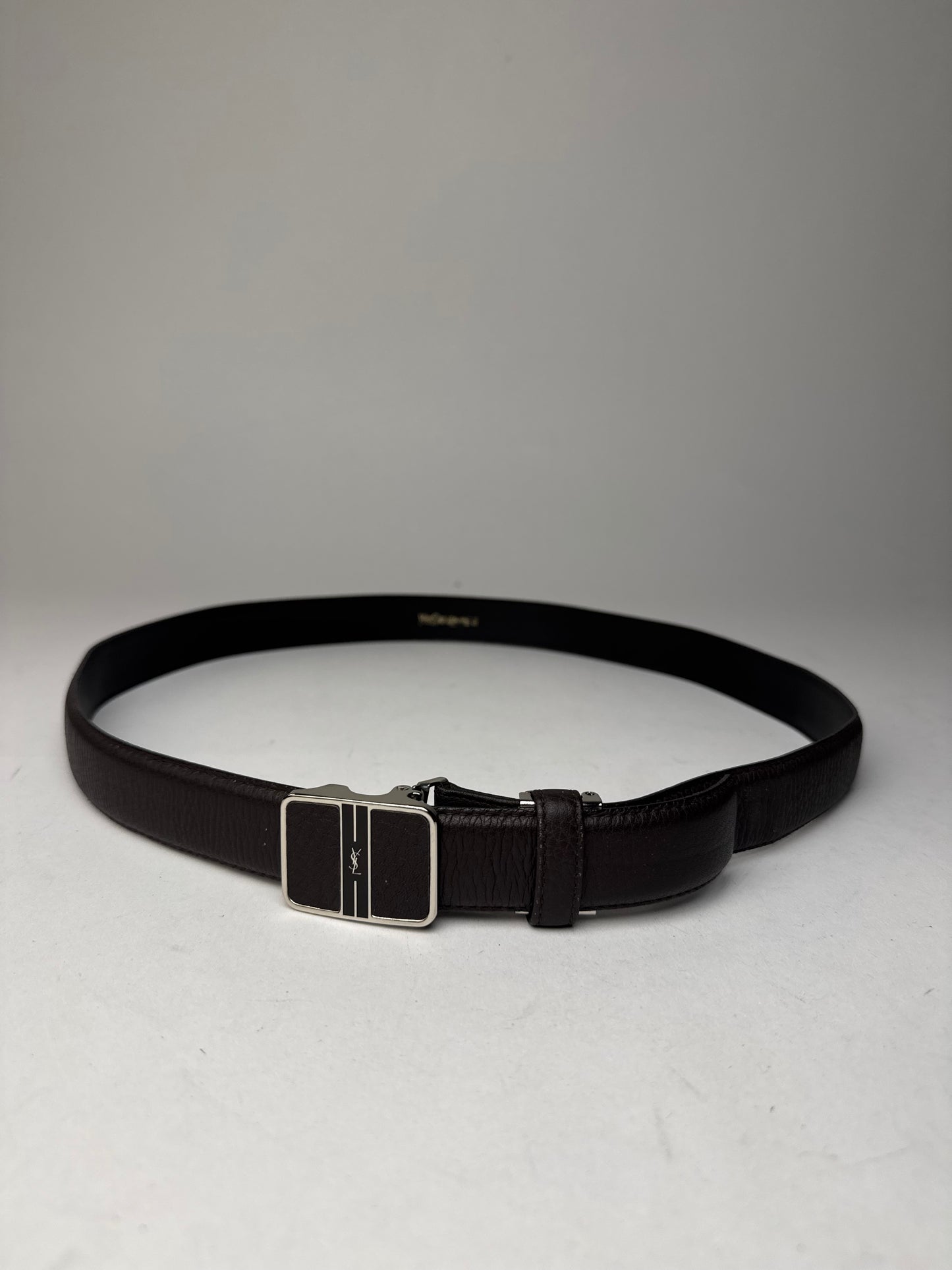 Vintage Yves Saint Laurent Snake Emblossed Leather Belt Black
