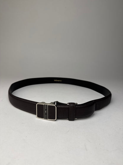 Vintage Yves Saint Laurent Snake Emblossed Leather Belt Black