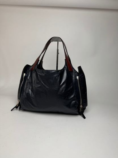 Vintage Celine Paris Faux Leather Bag Marine/black
