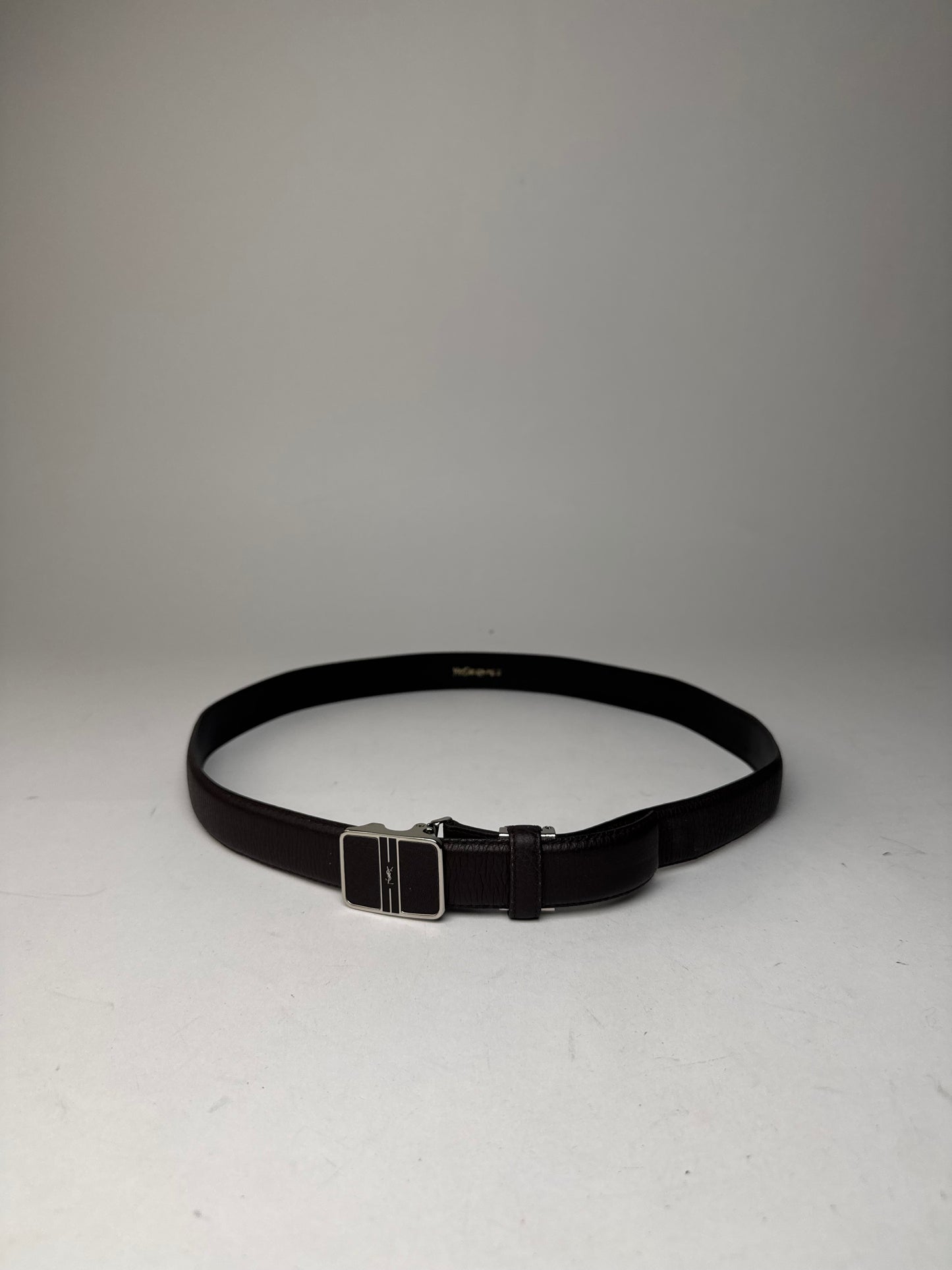 Vintage Yves Saint Laurent Snake Emblossed Leather Belt Black