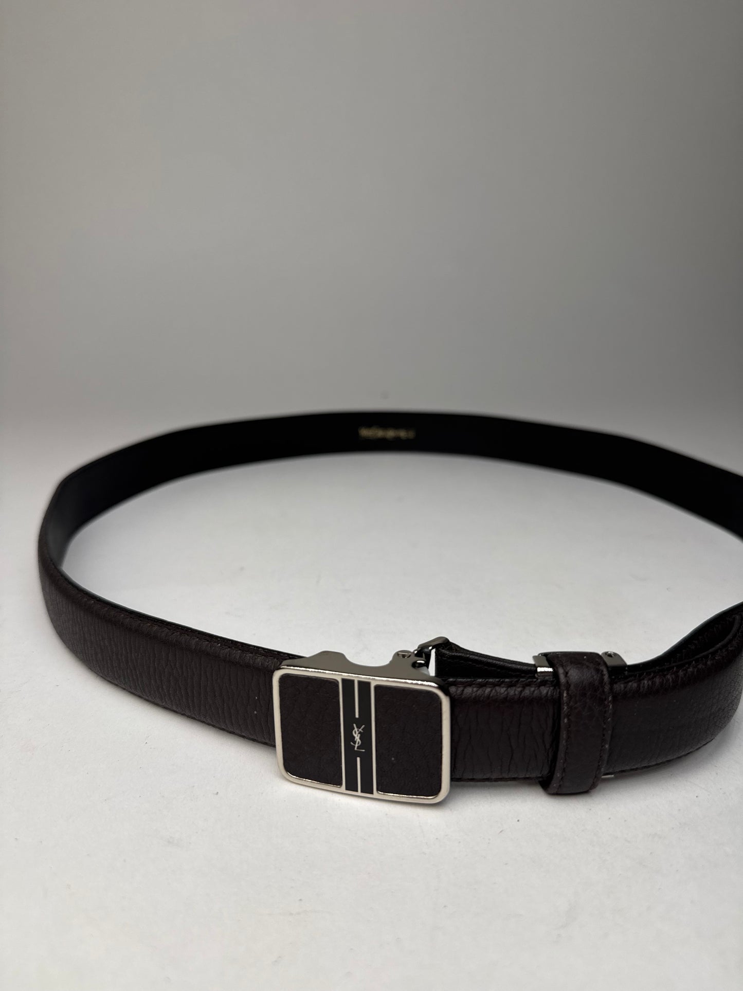 Vintage Yves Saint Laurent Snake Emblossed Leather Belt Black