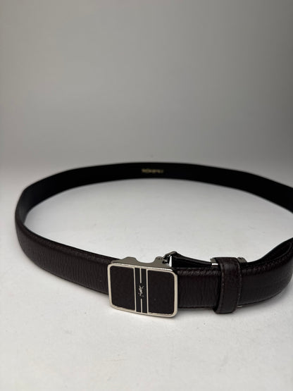 Vintage Yves Saint Laurent Snake Emblossed Leather Belt Black
