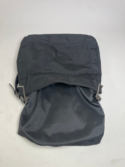 Vintage Gucci Nylon Shoulder Bag Black Silver