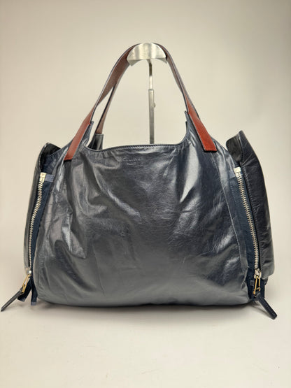 Vintage Celine Paris Faux Leather Bag Marine/black