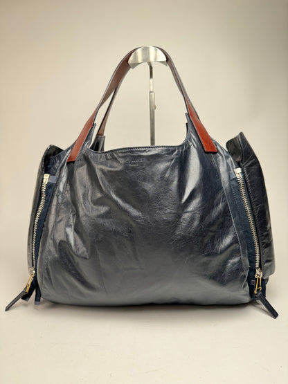 Vintage Celine Paris Faux Leather Bag Marine/black