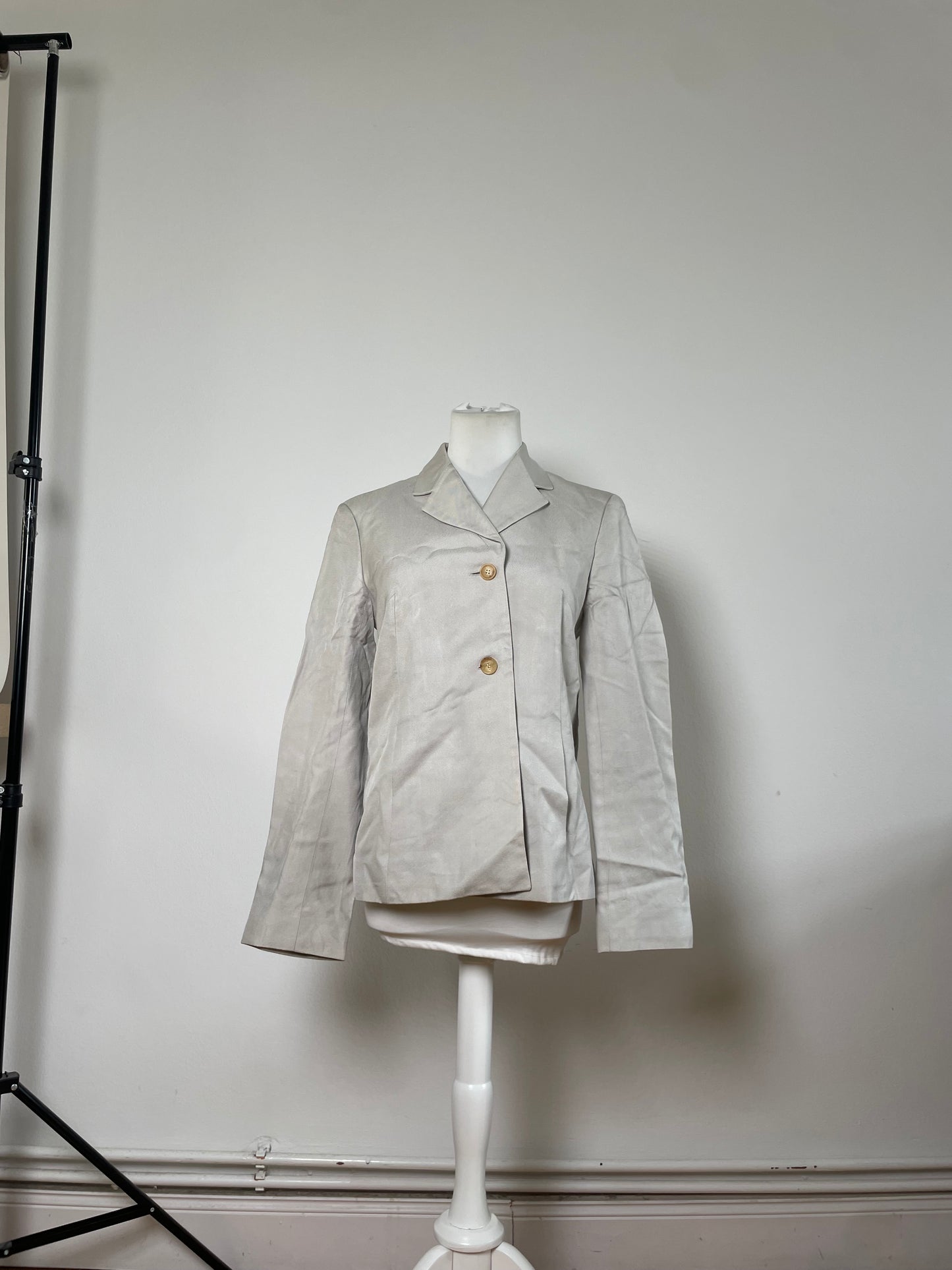 Vintage Celine Silk Blazer Cream Gold Buttons M