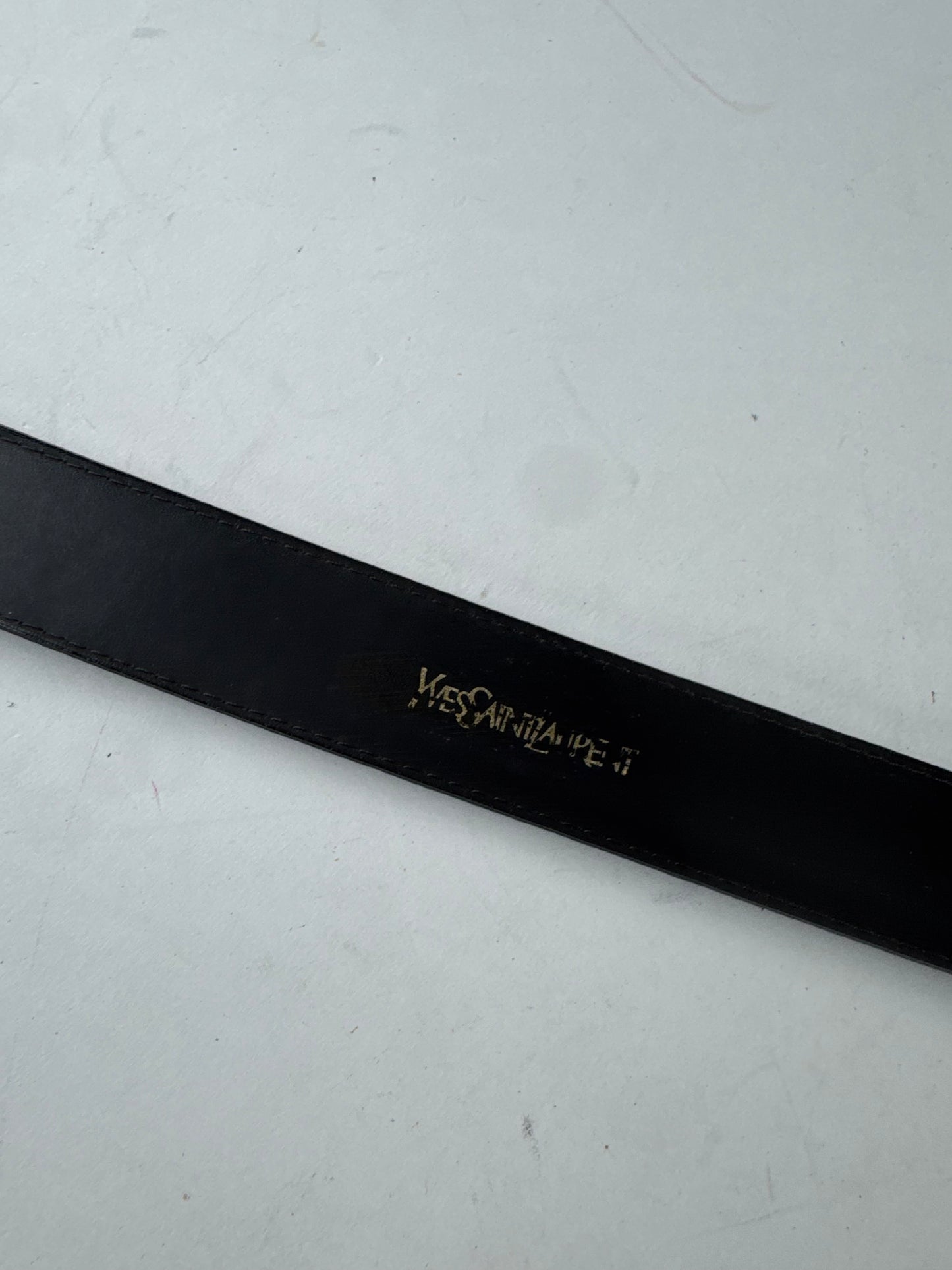 Vintage Yves Saint Laurent Snake Emblossed Leather Belt Black