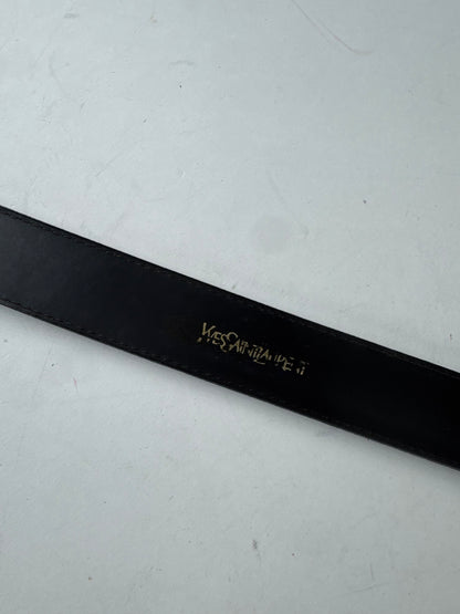 Vintage Yves Saint Laurent Snake Emblossed Leather Belt Black