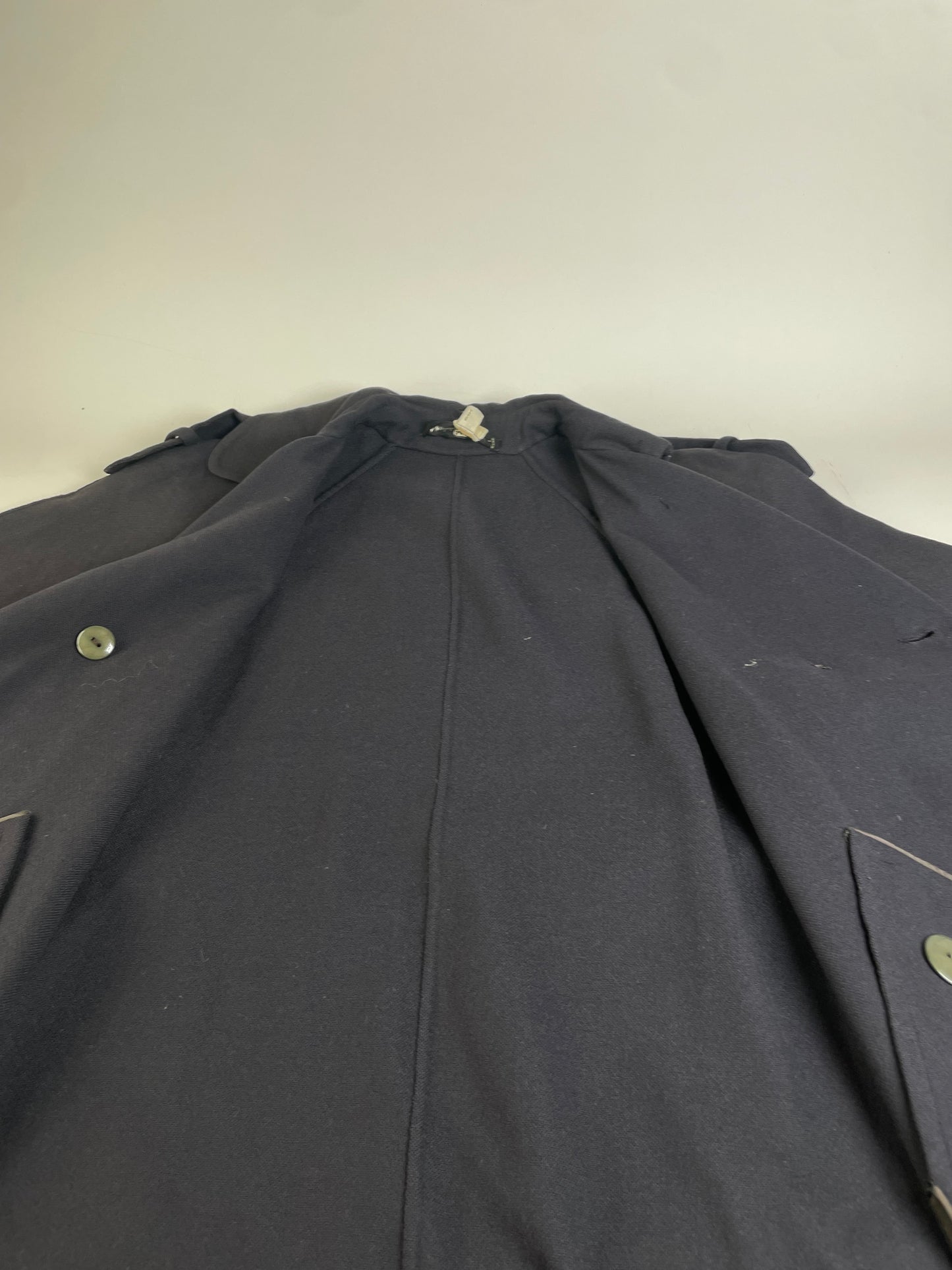 Vintage Ferragamo Wool Blend Trench Coat Dark Navy L
