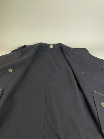 Vintage Ferragamo Wool Blend Trench Coat Dark Navy L