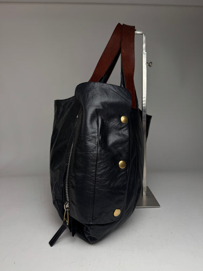 Vintage Celine Paris Faux Leather Bag Marine/black