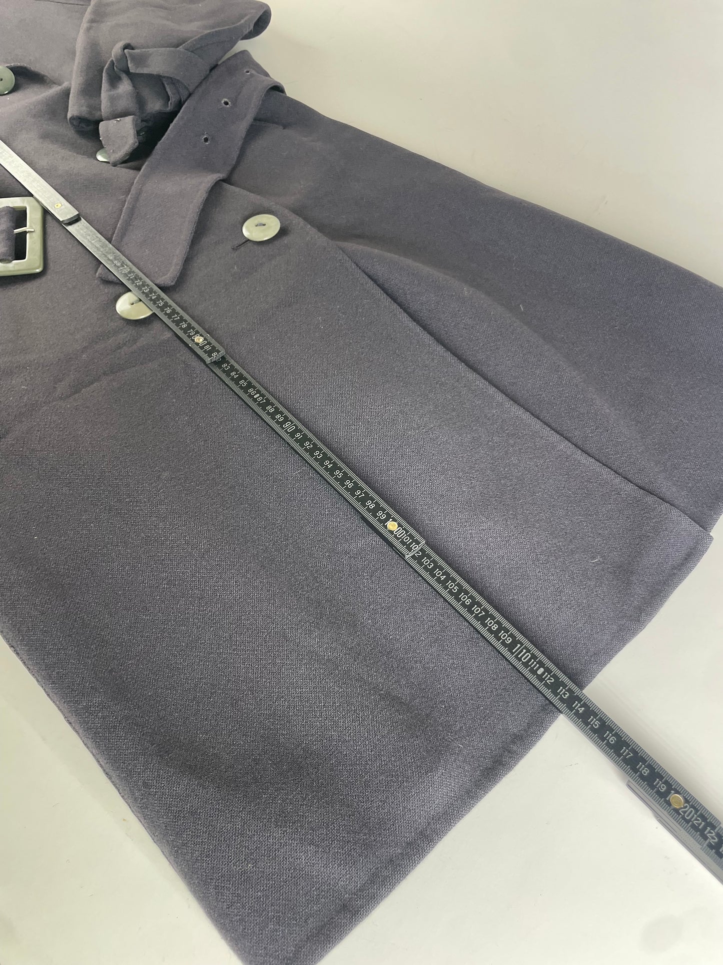 Vintage Ferragamo Wool Blend Trench Coat Dark Navy L