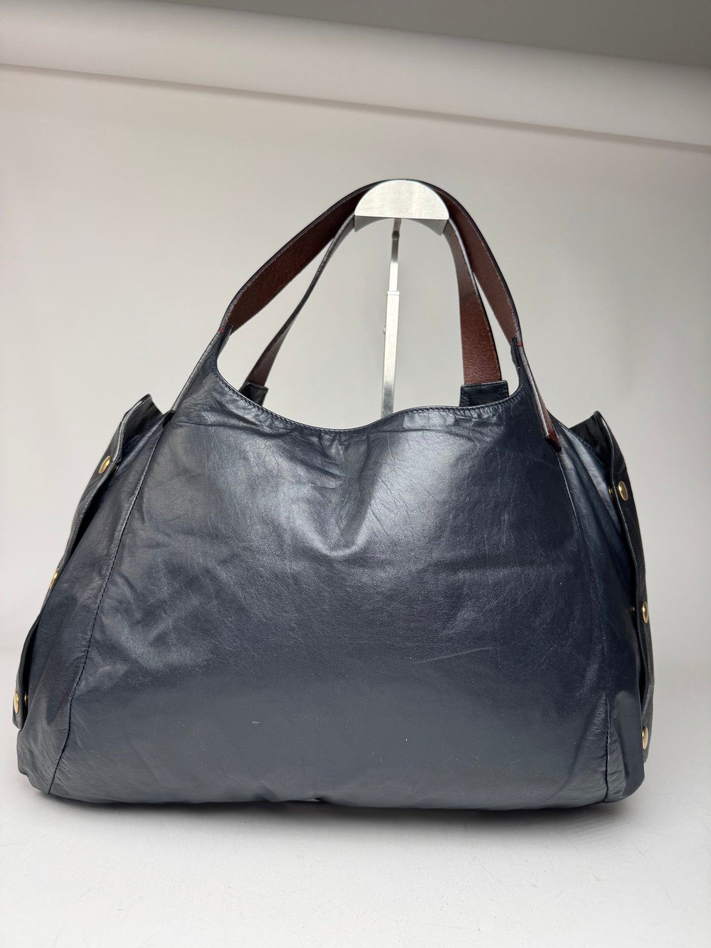 Vintage Celine Paris Faux Leather Bag Marine/black