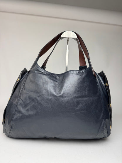 Vintage Celine Paris Faux Leather Bag Marine/black