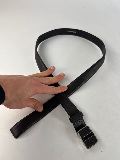 Vintage Yves Saint Laurent Snake Emblossed Leather Belt Black