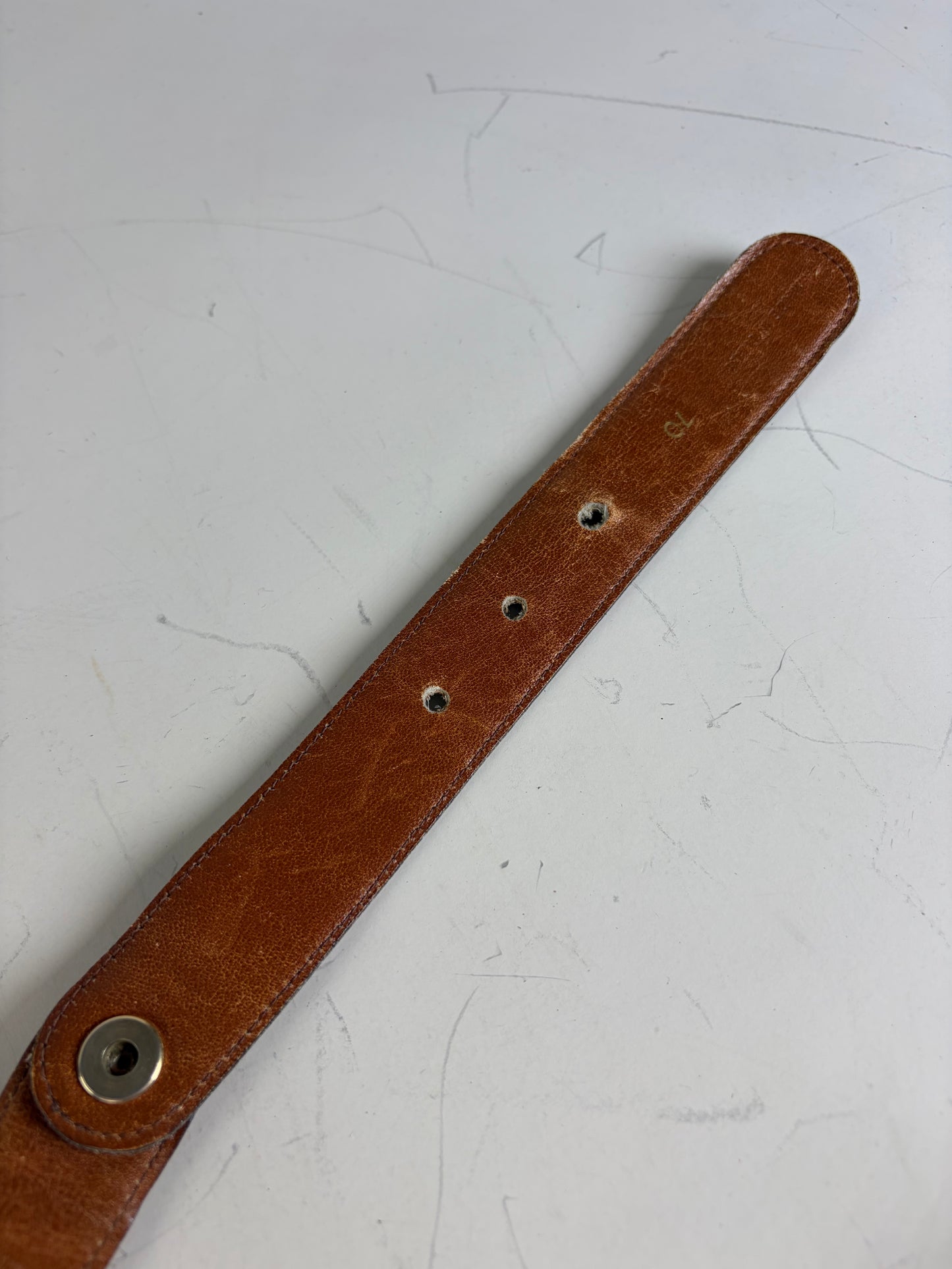 Vintage Celine Leather Belt Brown Gold Buckle