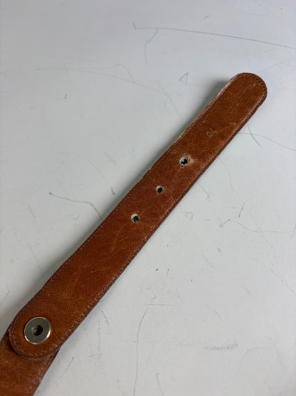 Vintage Celine Leather Belt Brown Gold Buckle