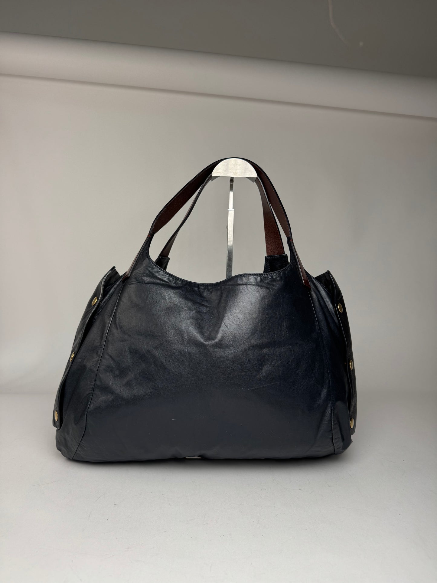 Vintage Celine Paris Faux Leather Bag Marine/black