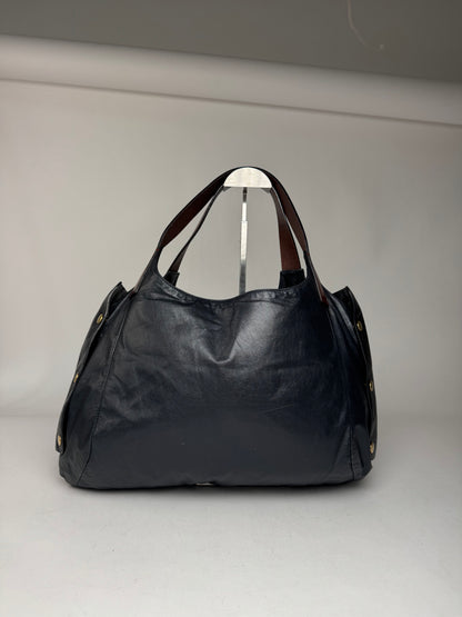 Vintage Celine Paris Faux Leather Bag Marine/black
