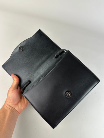Vintage Givenchy Leather Shoulder Bag Black Silver