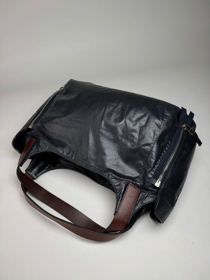 Vintage Celine Paris Faux Leather Bag Marine/black