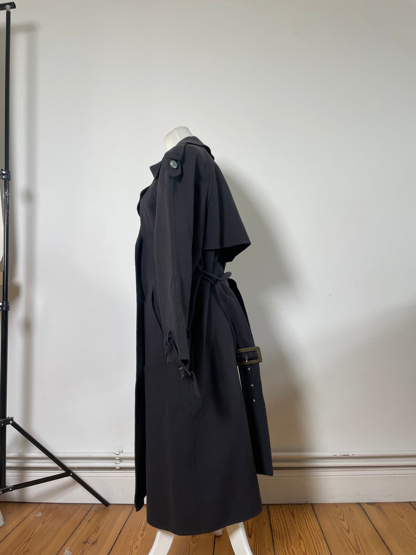 Vintage Ferragamo Wool Blend Trench Coat Dark Navy L