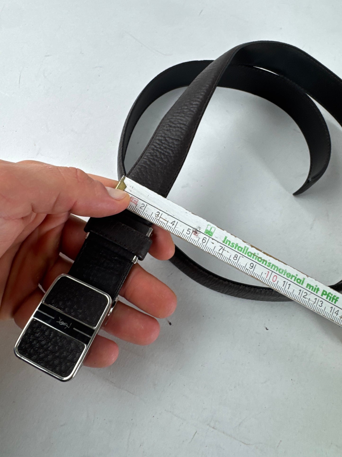 Vintage Yves Saint Laurent Snake Emblossed Leather Belt Black