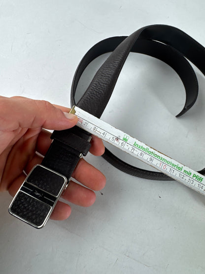 Vintage Yves Saint Laurent Snake Emblossed Leather Belt Black