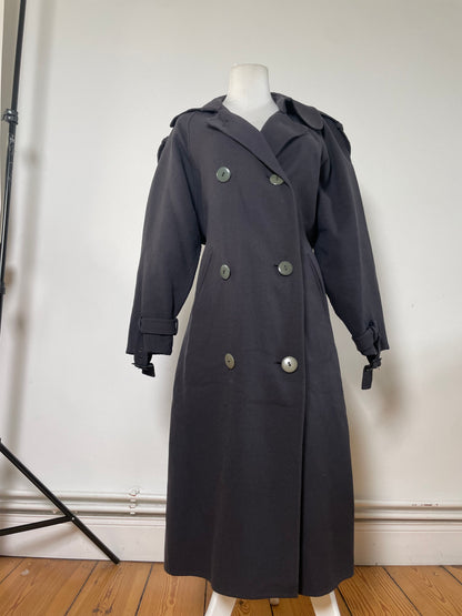 Vintage Ferragamo Wool Blend Trench Coat Dark Navy L
