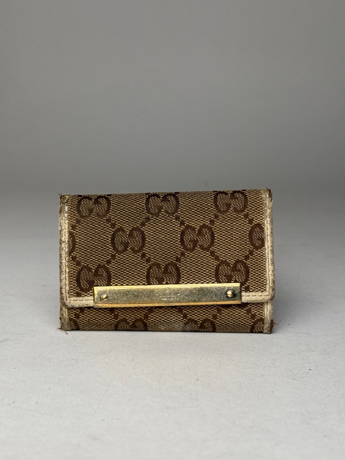 Vintage Gucci Monogram Card Holder Brown white