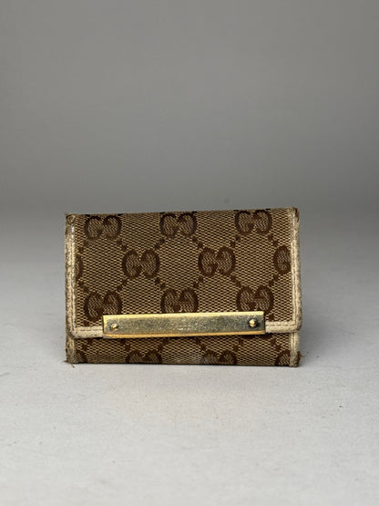 Vintage Gucci Monogram Card Holder Brown white