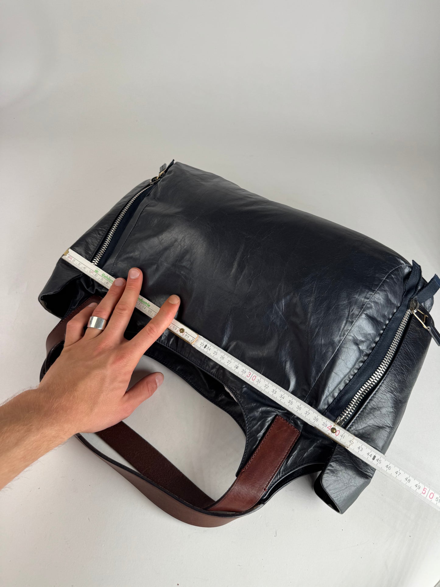 Vintage Celine Paris Faux Leather Bag Marine/black