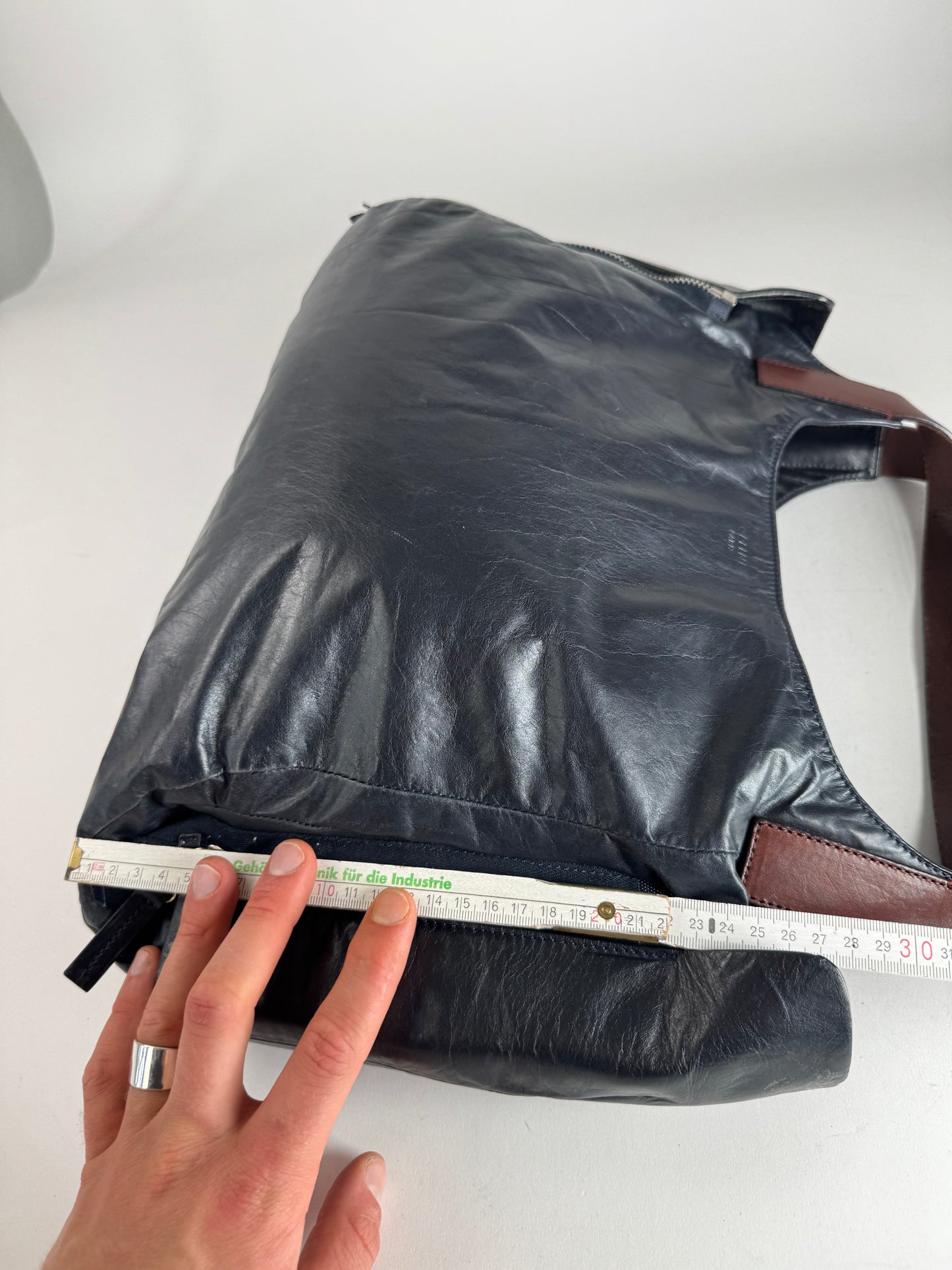 Vintage Celine Paris Faux Leather Bag Marine/black