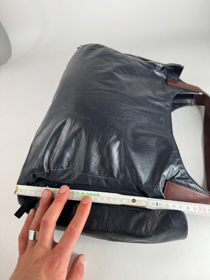 Vintage Celine Paris Faux Leather Bag Marine/black