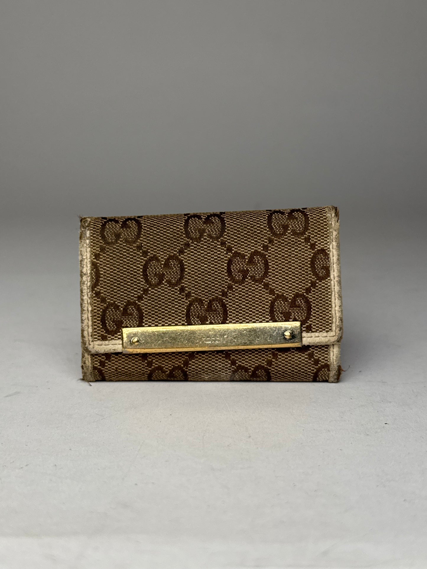 Vintage Gucci Monogram Card Holder Brown white
