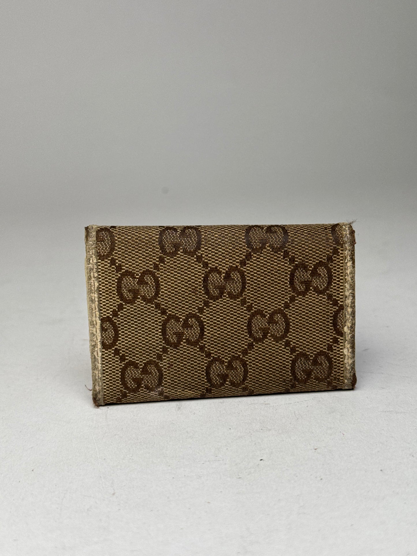 Vintage Gucci Monogram Card Holder Brown white