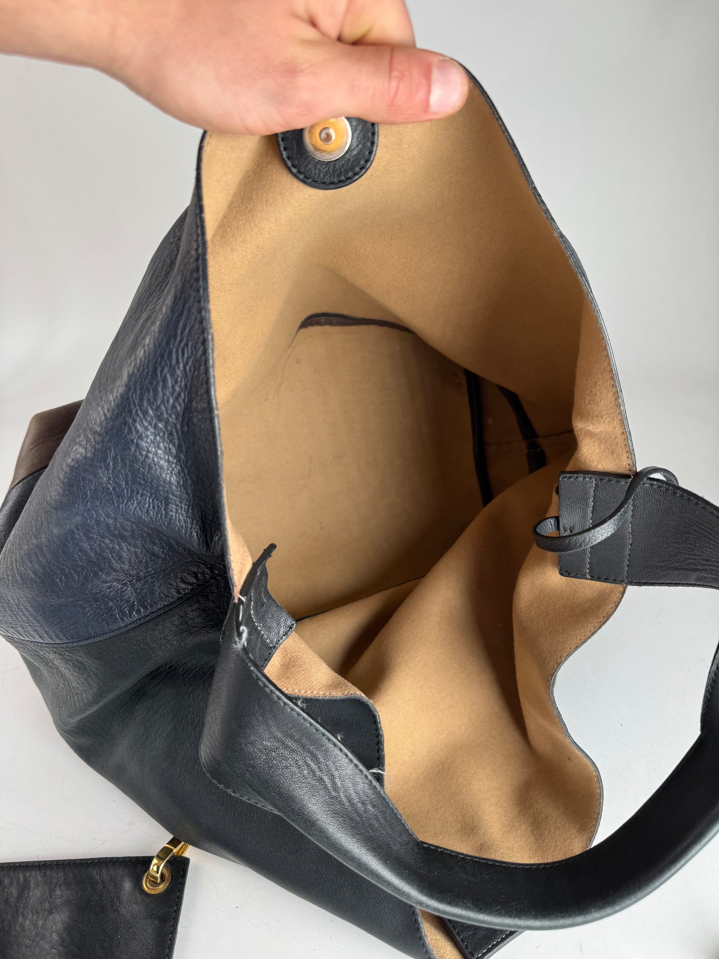 Vintage Marni Leather Bag Marine Black Brown