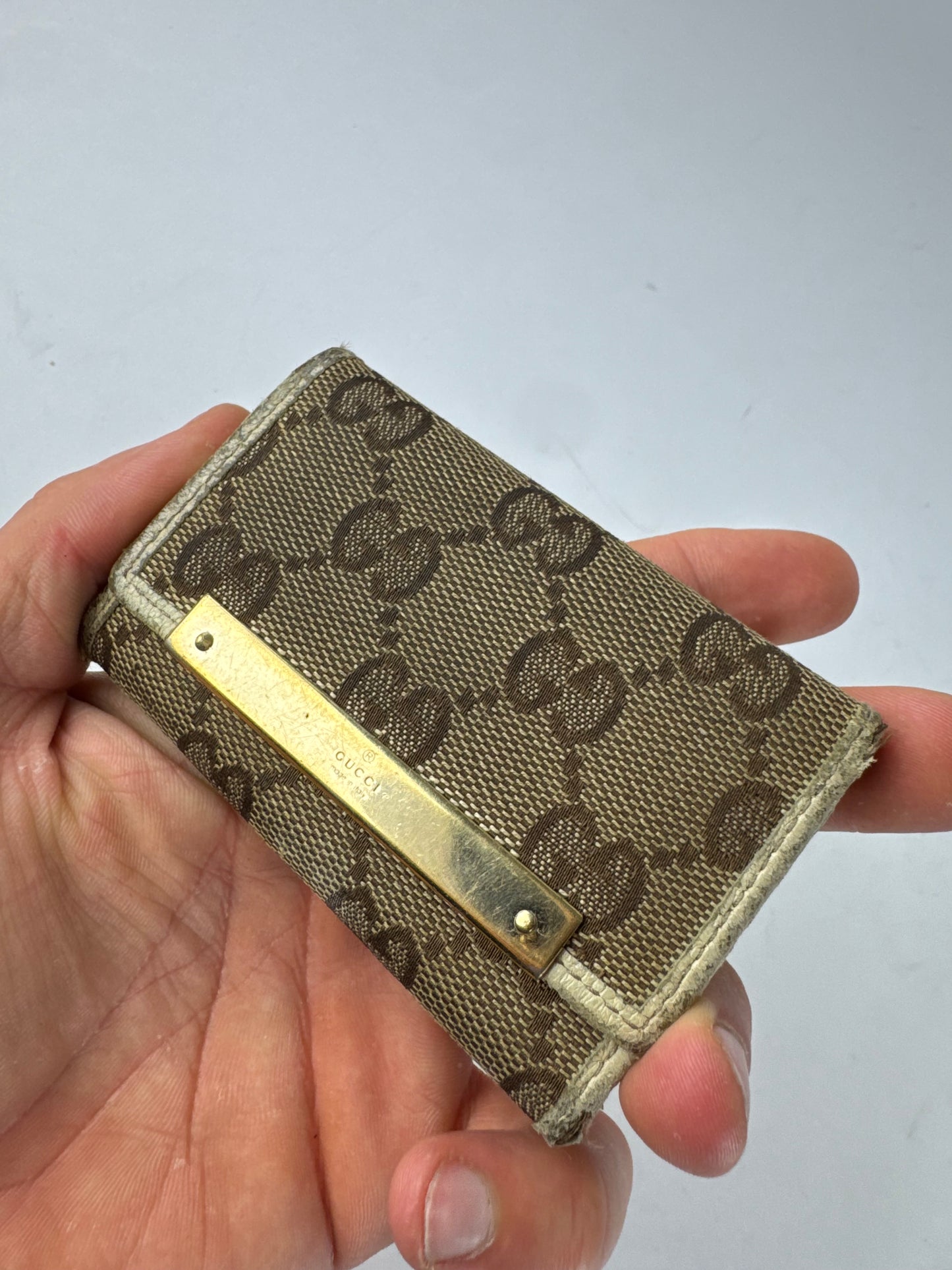 Vintage Gucci Monogram Card Holder Brown white