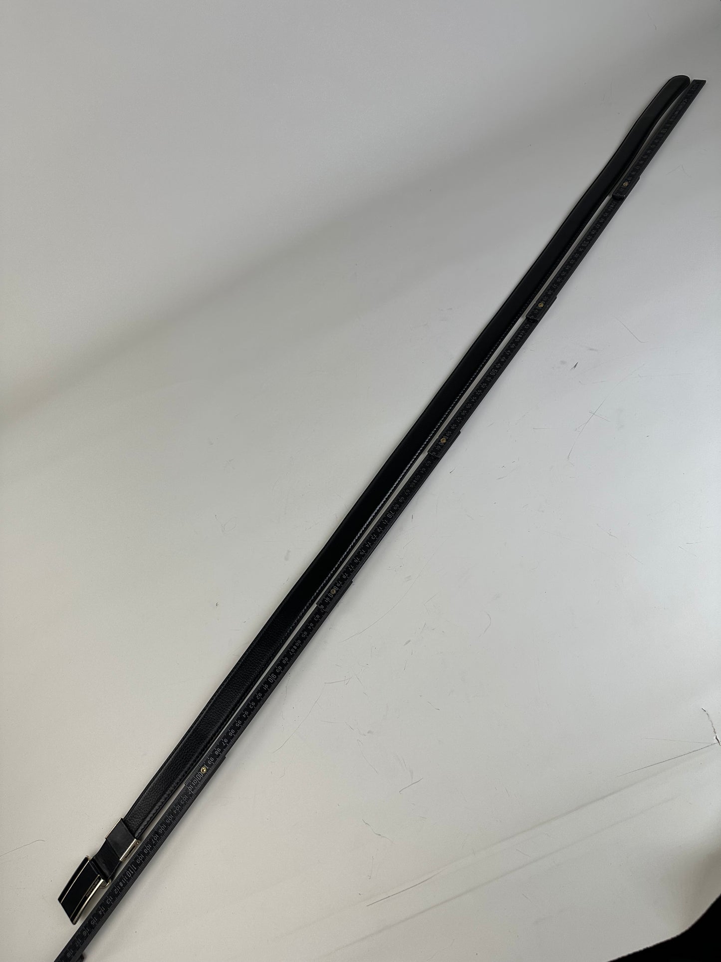 Vintage Saint Laurent Leather Belt Black Beige Silver