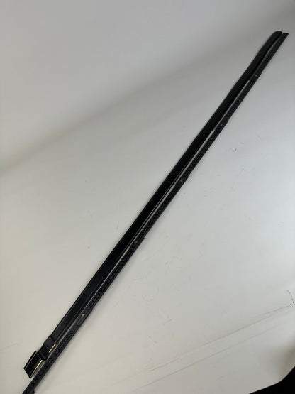 Vintage Saint Laurent Leather Belt Black Beige Silver