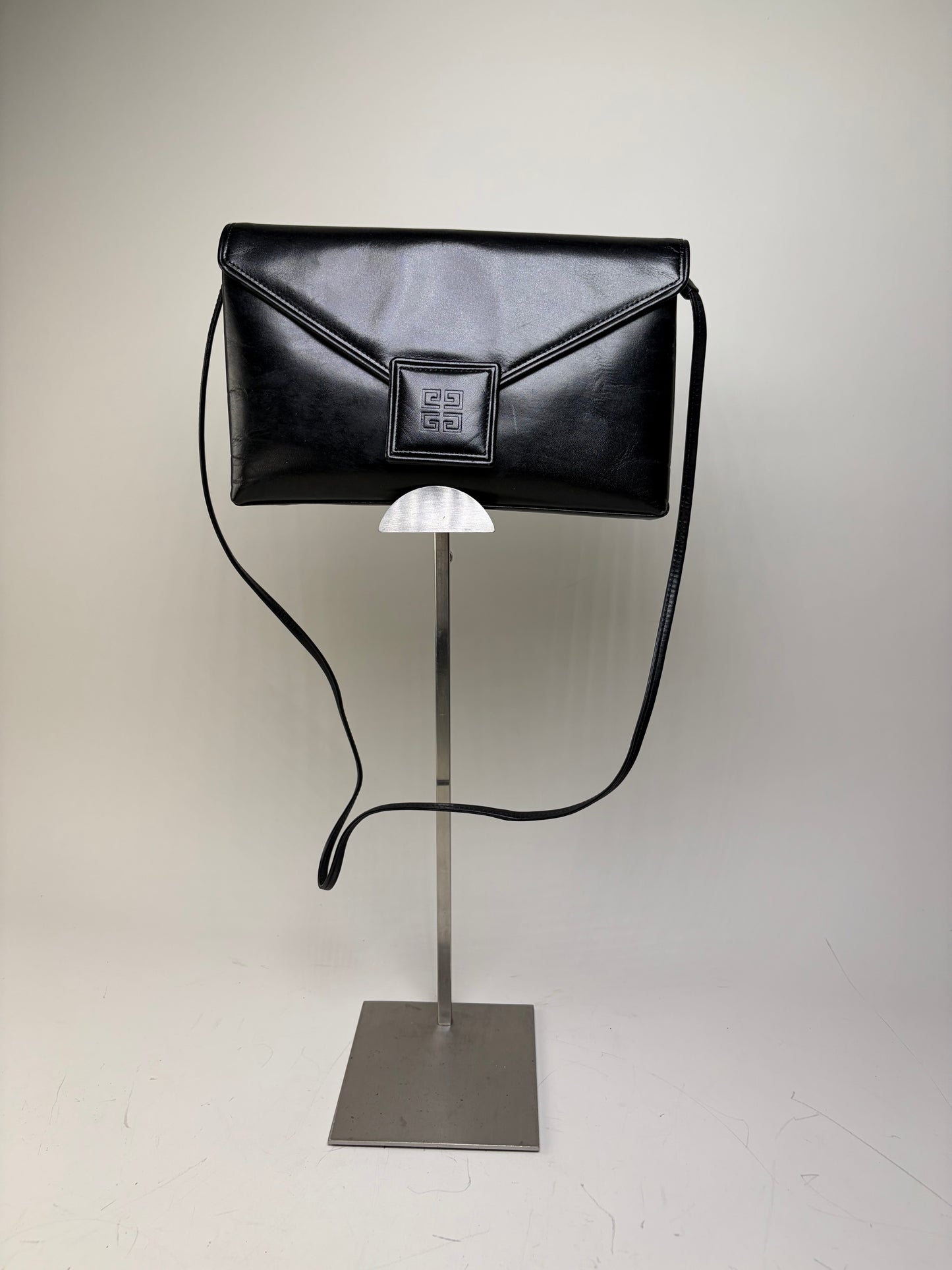 Vintage Givenchy Leather Clutch Bag Black Gold
