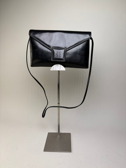 Vintage Givenchy Leather Clutch Bag Black Gold