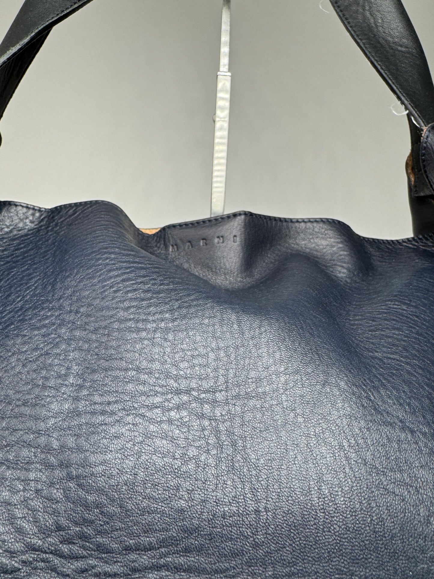 Vintage Marni Leather Bag Marine Black Brown