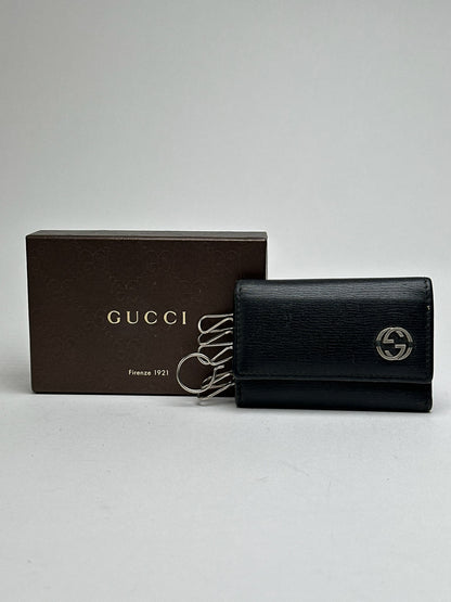 Vintage Gucci leather key holder black