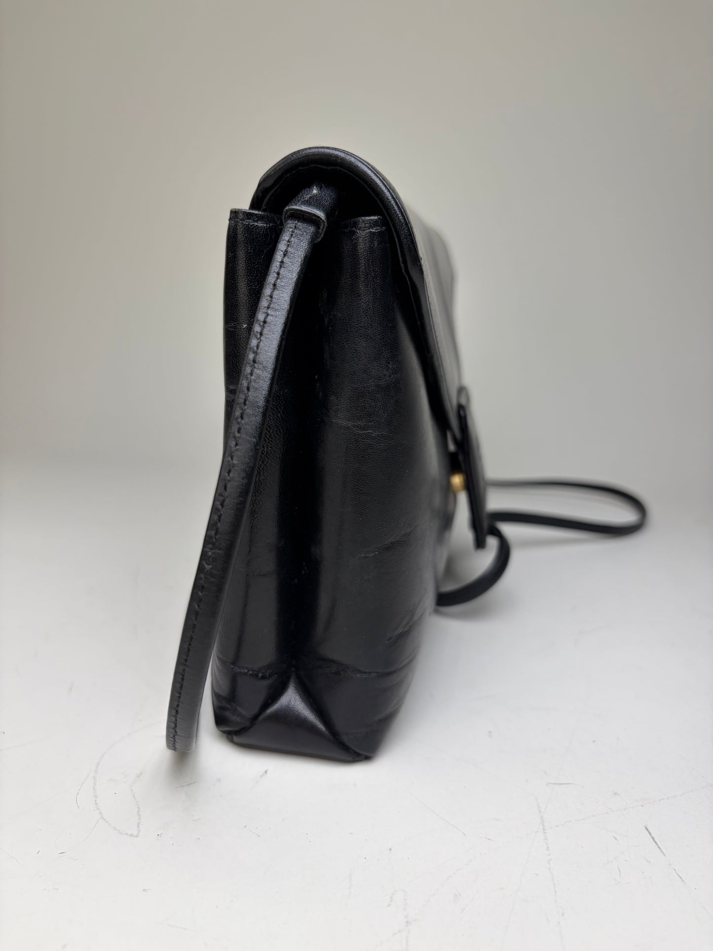 Vintage Givenchy Leather Clutch Bag Black Gold