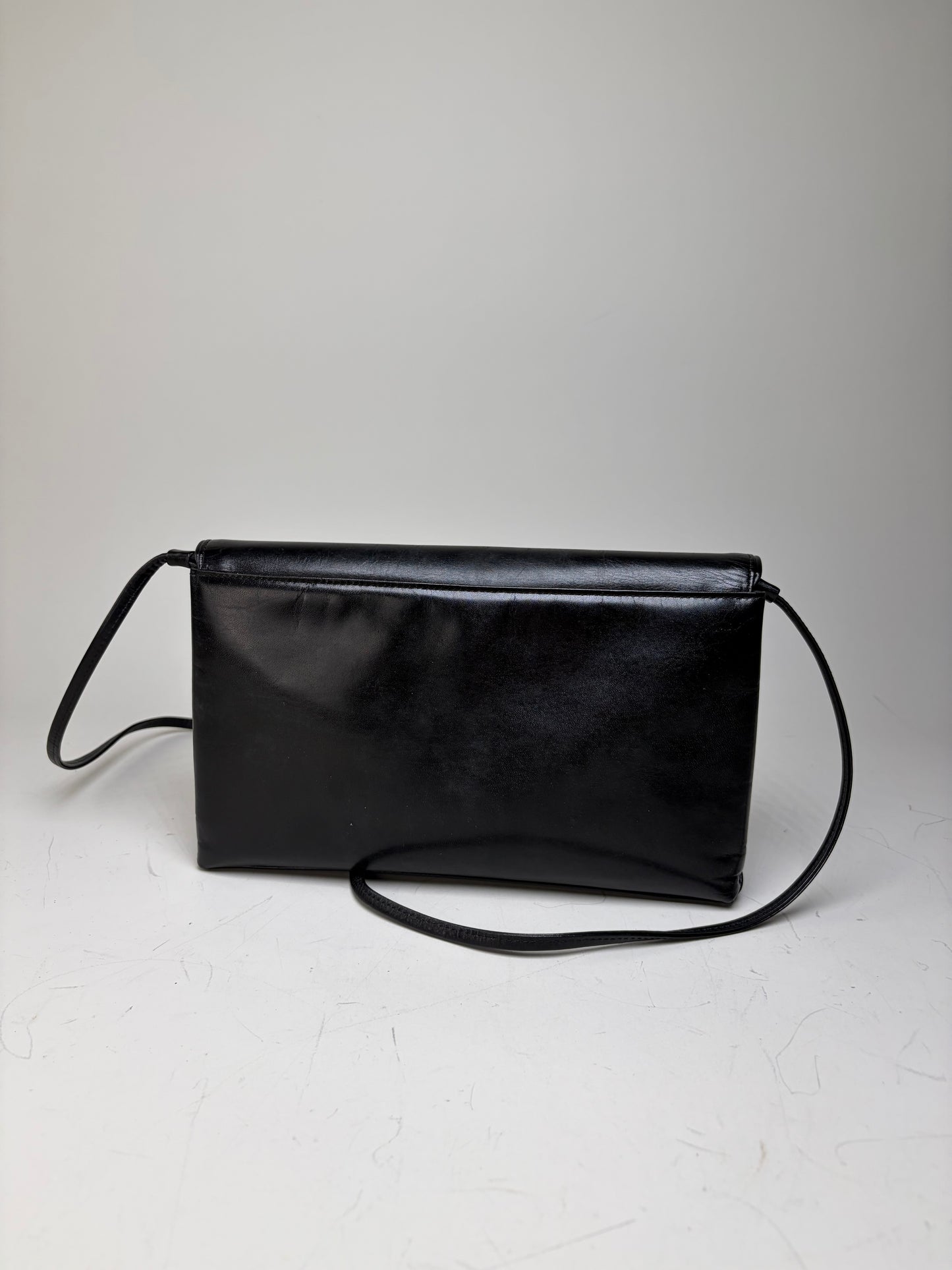 Vintage Givenchy Leather Clutch Bag Black Gold