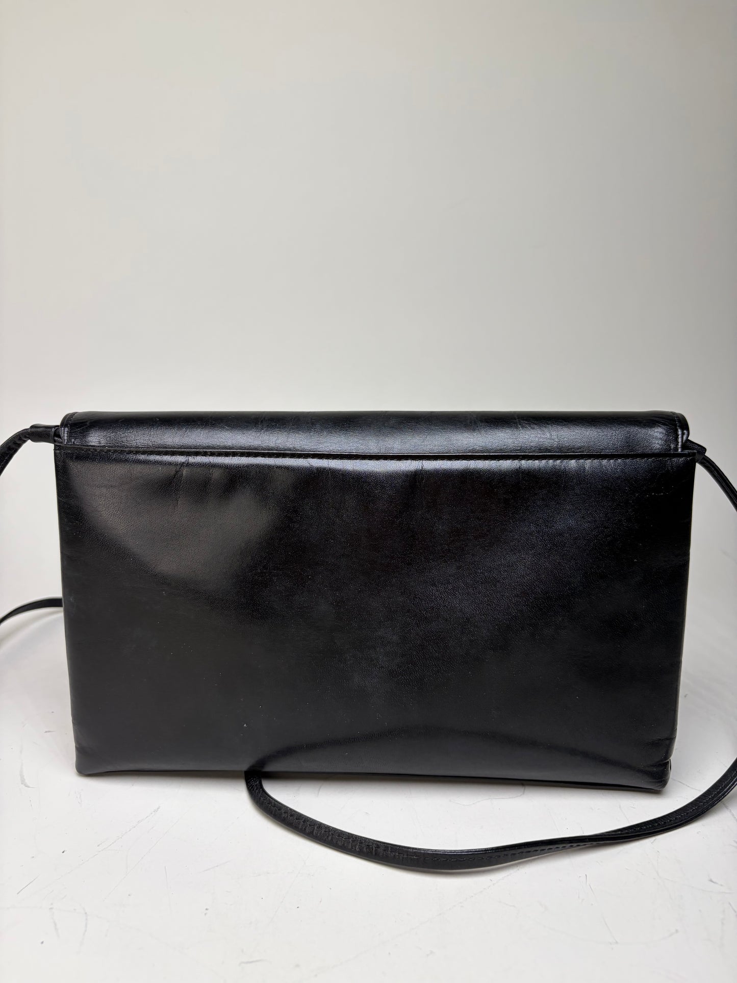 Vintage Givenchy Leather Clutch Bag Black Gold